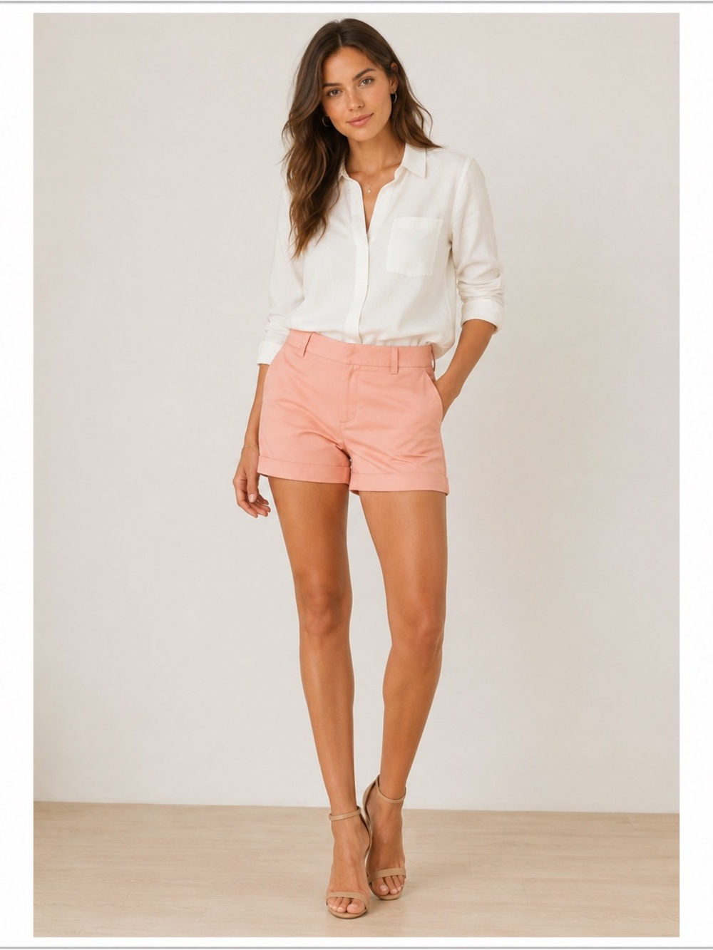 Alice + Olivia Blush Tailored Cuffed Shorts Size 6 Pink Dressy Preppy